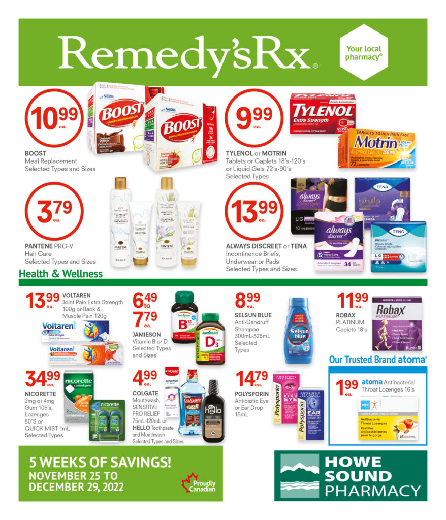 Remedys RX / Howe Sound Pharmacy flyer November 25 - page 1